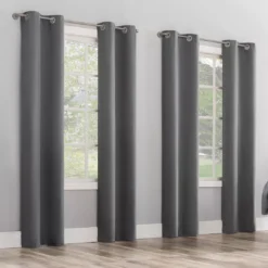 Baylor Silver Room-Darkening Grommet 4-Piece Curtain Panel Set, (84")