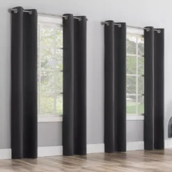 Baylor Charcoal Room-Darkening Grommet 4-Piece Curtain Panel Set, (63")