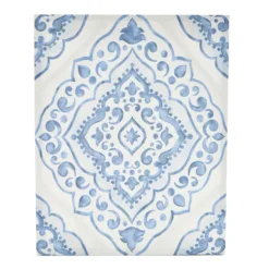 White & Blue Medallion Wrapped Canvas