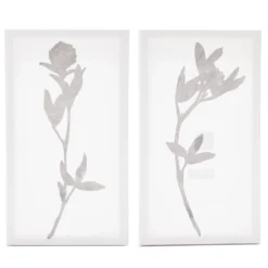 White & Gray Floral 2-Piece Wrapped Canvas Set