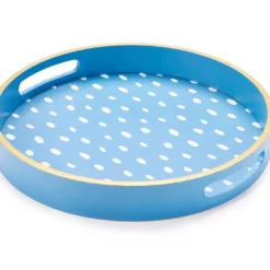 Blue & White Spots Round Decorative Tray