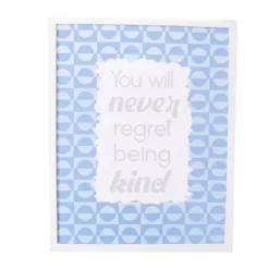 "Being Kind" Blue Geometric Velvet Framed Wall Plaque