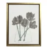 White & Charcoal Floral Framed Canvas
