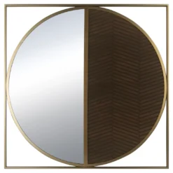 Brown & Brass Split-Circle Wall Mirror