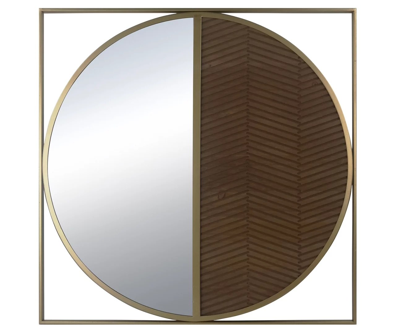 Brown & Brass Split-Circle Wall Mirror - Image 2