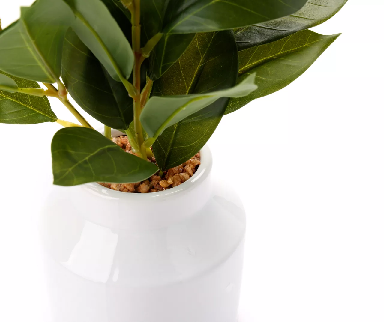 Green Artificial Banyan Plant With White Ceramic Pot - Image 2