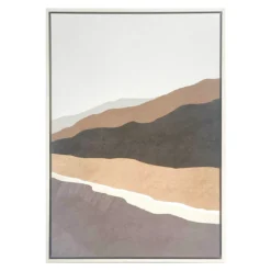 Brown & Blue Abstract Landscape Framed Canvas