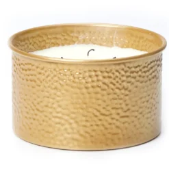 Eucalyptus Tea Gold Hammered Tin 3-Wick Candle, 21 Oz.