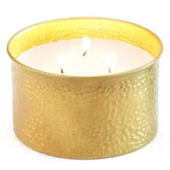 White Cashmere Gold Hammered Tin 3-Wick Candle, 21 Oz.