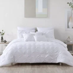 Cara White Tufted Queen 8-Piece Comforter Set