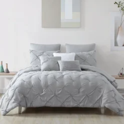Cara Silver Tufted King 8-Piece Comforter Set