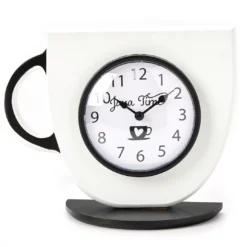 "Java Time" White & Black Coffee Cup Tabletop Clock