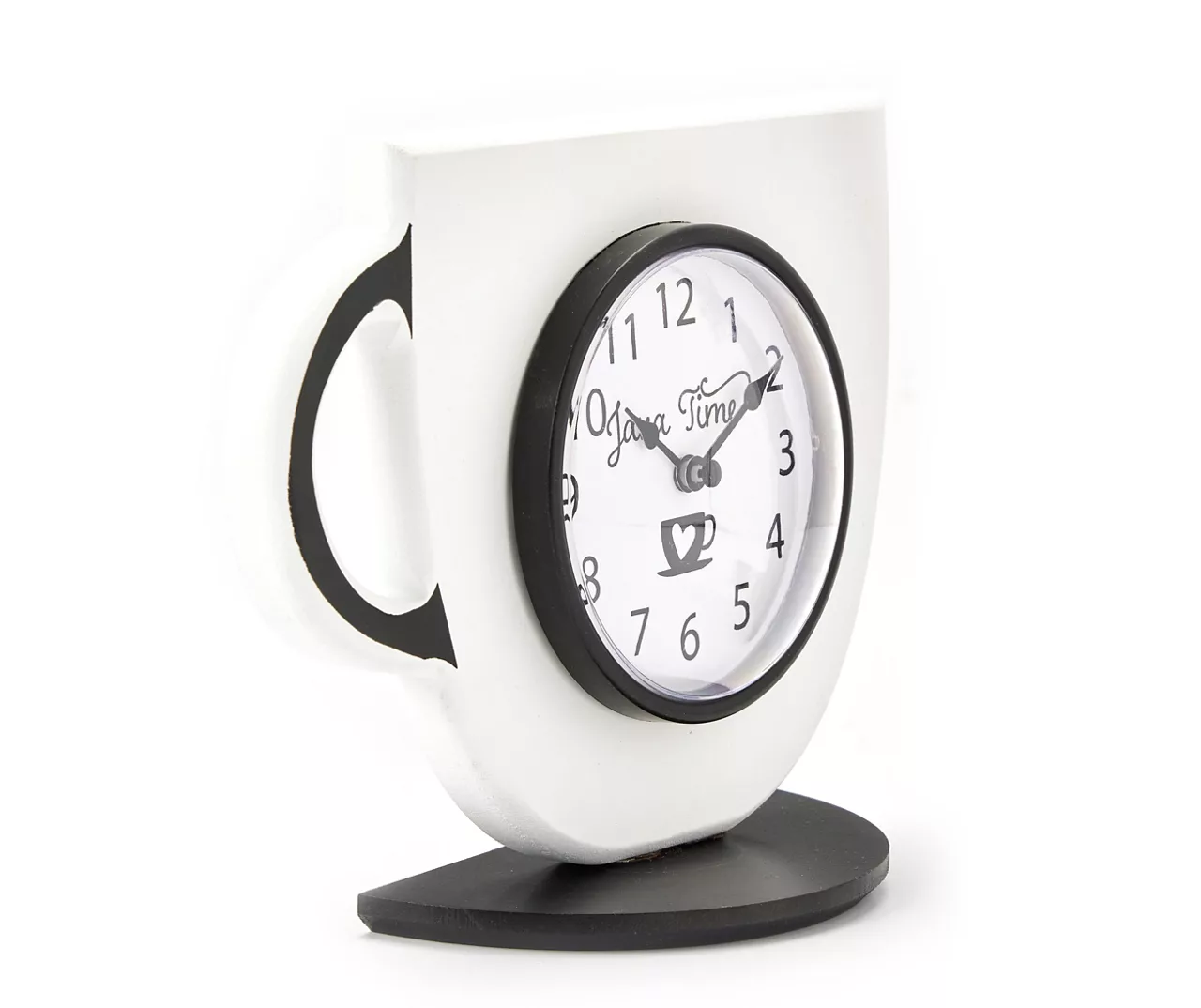 "Java Time" White & Black Coffee Cup Tabletop Clock - Image 2