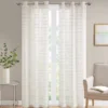 Jamie White & Indigo Stripe Semisheer Grommet Curtain Panel Pair, (84")