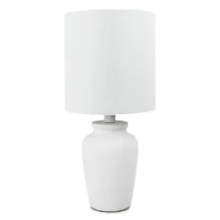 White Textured Table Lamp With Bulb