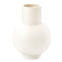 Cream Bulb Ceramic Vase, (10.5")