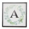White, Green & Black Wreath Initial Framed Wall Plaque