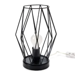 Black Wire Geometric Table Lamp