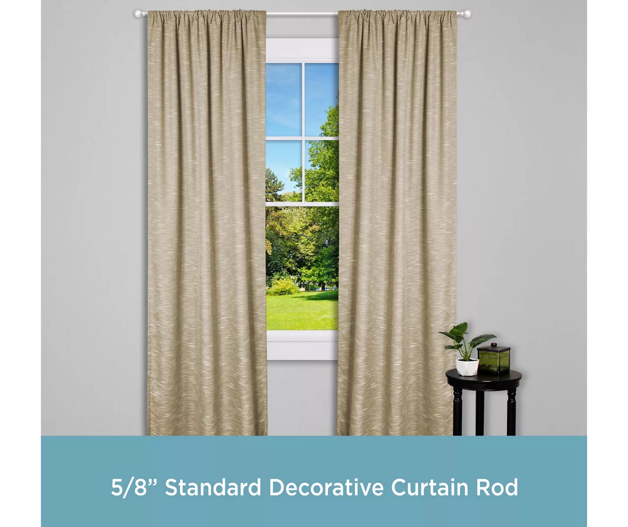 Chelsea Brushed Nickel Café 5/8" Curtain Rod, (28"-48") - Image 2