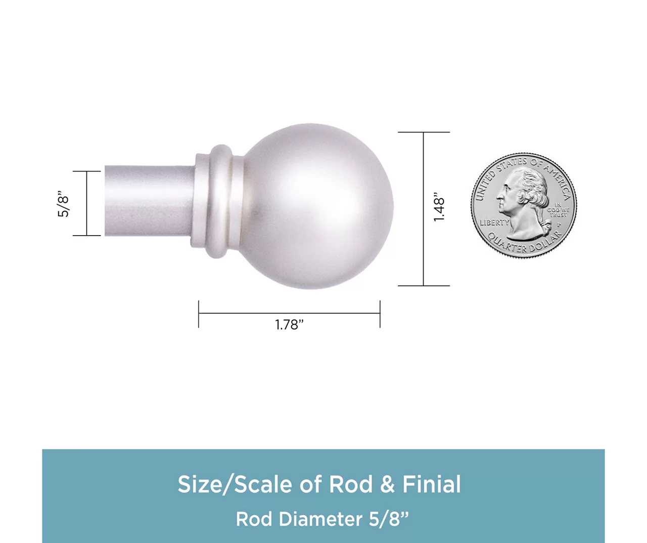 Chelsea Brushed Nickel Café 5/8" Curtain Rod, (28"-48") - Image 3