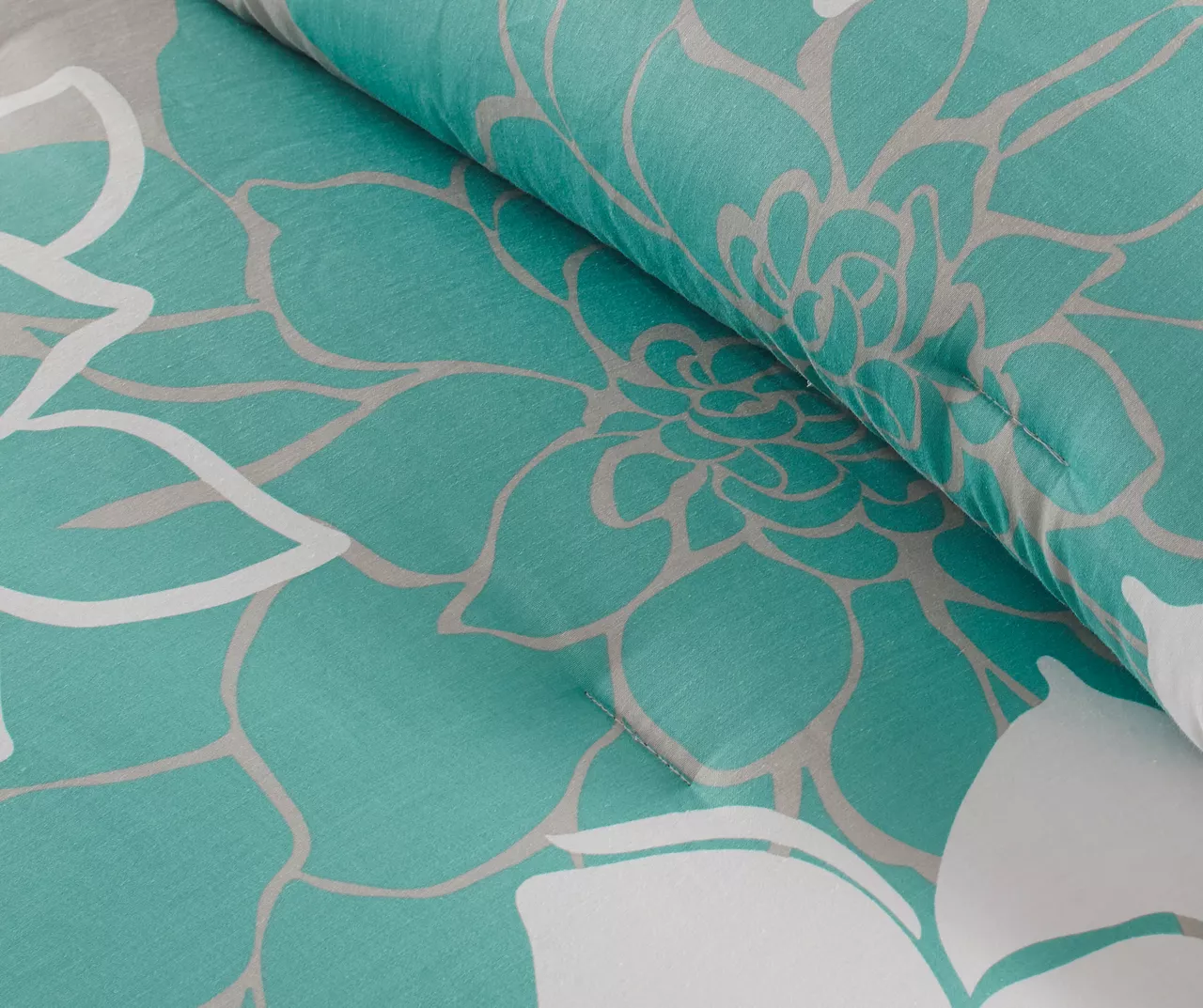 Jane Aqua & Gray Floral California King 7-Piece Comforter Set - Image 6