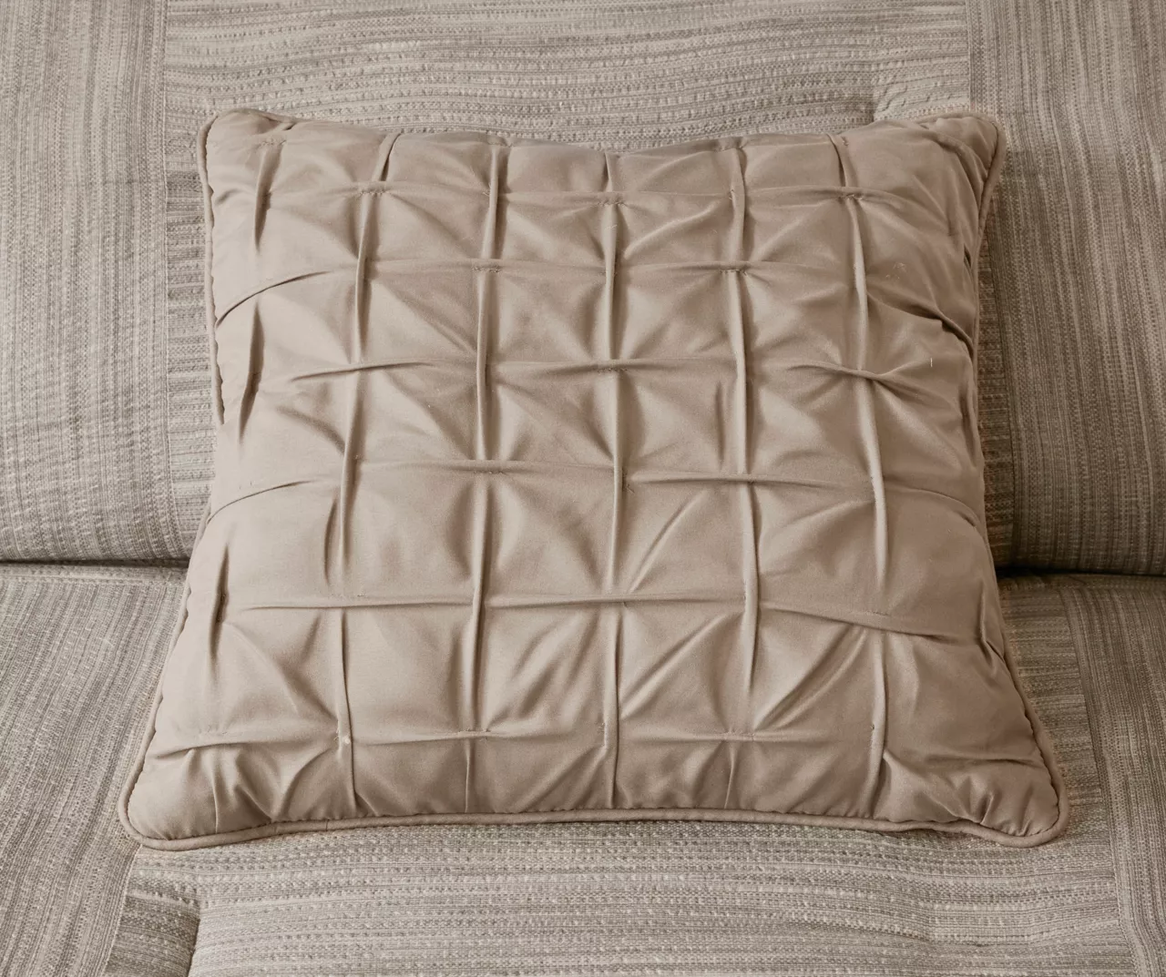 Kelan Taupe Streak Patchwork Seersucker California King 7-Piece Comforter Set - Image 8