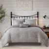 Kelan Gray Streak Patchwork Seersucker King 7-Piece Comforter Set