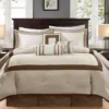 Beverly Taupe & Brown Color Block California King 7-Piece Comforter Set