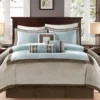 Beverly Light Blue & Brown Color Block King 7-Piece Comforter Set