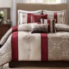 Perry Red & Brown Medallion Jacquard California King 7-Piece Comforter Set