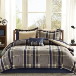 Rick Navy & Beige Crisscross Comforter Set