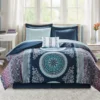 Blaire Navy & Aqua Boho Medallion Queen 10-Piece Comforter Set