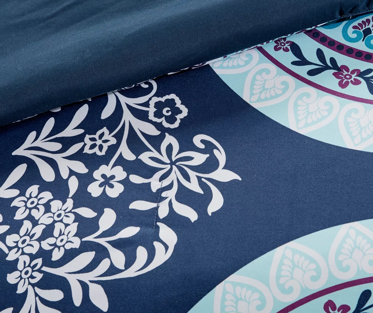 Blaire Navy & Aqua Boho Medallion Queen 10-Piece Comforter Set - Image 11