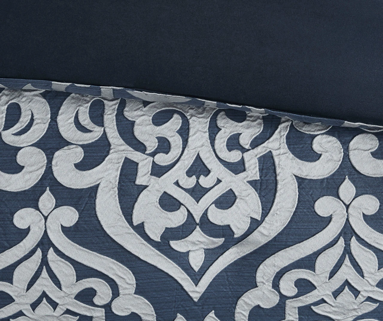Eliot Navy & White Damask Jacquard King 8-Piece Comforter Set - Image 12