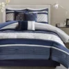 Burnett Navy & White Color Block Pintuck Queen 7-Piece Comforter Set