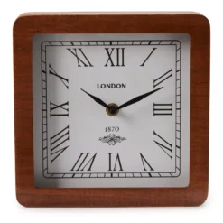 Brown & White Rounded-Edge Roman Numeral Tabletop Clock