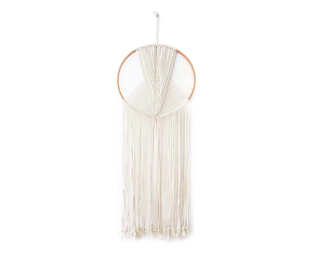 White & Brown Macrame Wall Hoop Decor