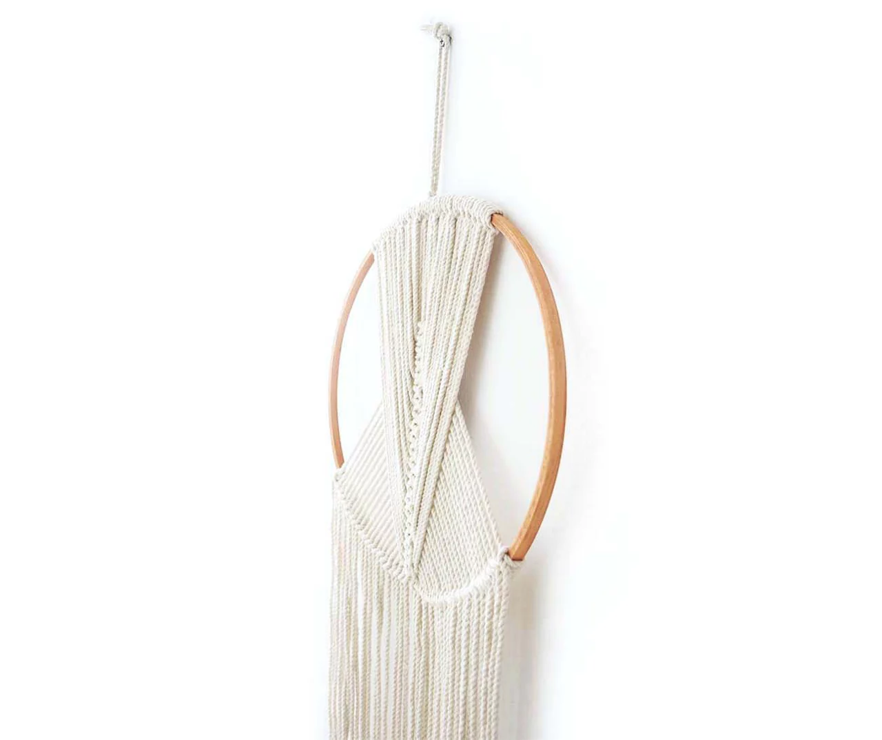 White & Brown Macrame Wall Hoop Decor - Image 2