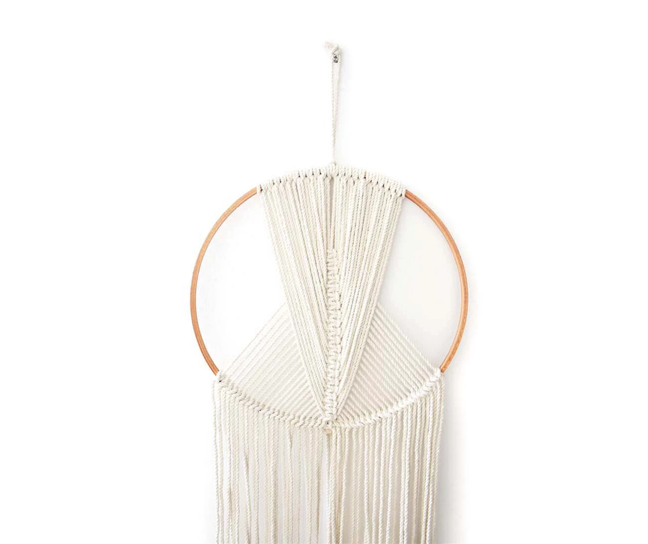 White & Brown Macrame Wall Hoop Decor - Image 3