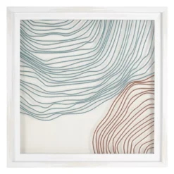 Blue & Brown Abstract Linework Framed Print