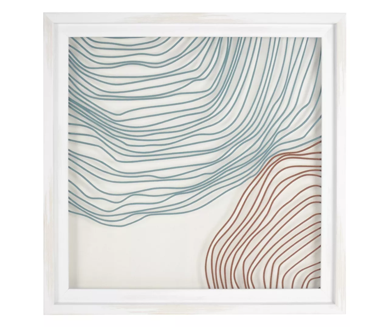 Blue & Brown Abstract Linework Framed Print