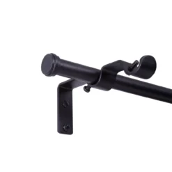 Black 5/8" Double Conversion Curtain Rod Kit, (30"-84")