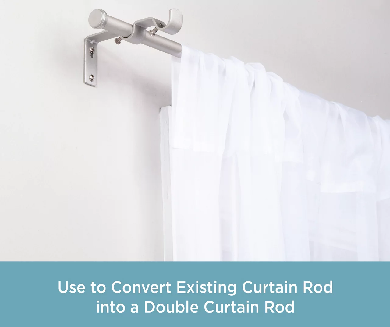Nickel 5/8" Double Conversion Curtain Rod Kit, (30"-84") - Image 2