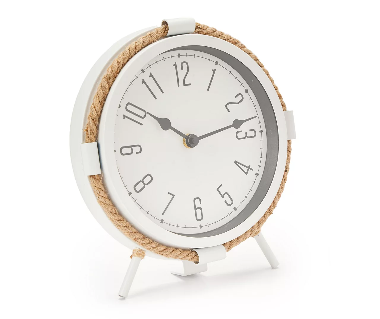 Grecian Getaway White & Tan Rope-Accent Mini Clock - Image 2