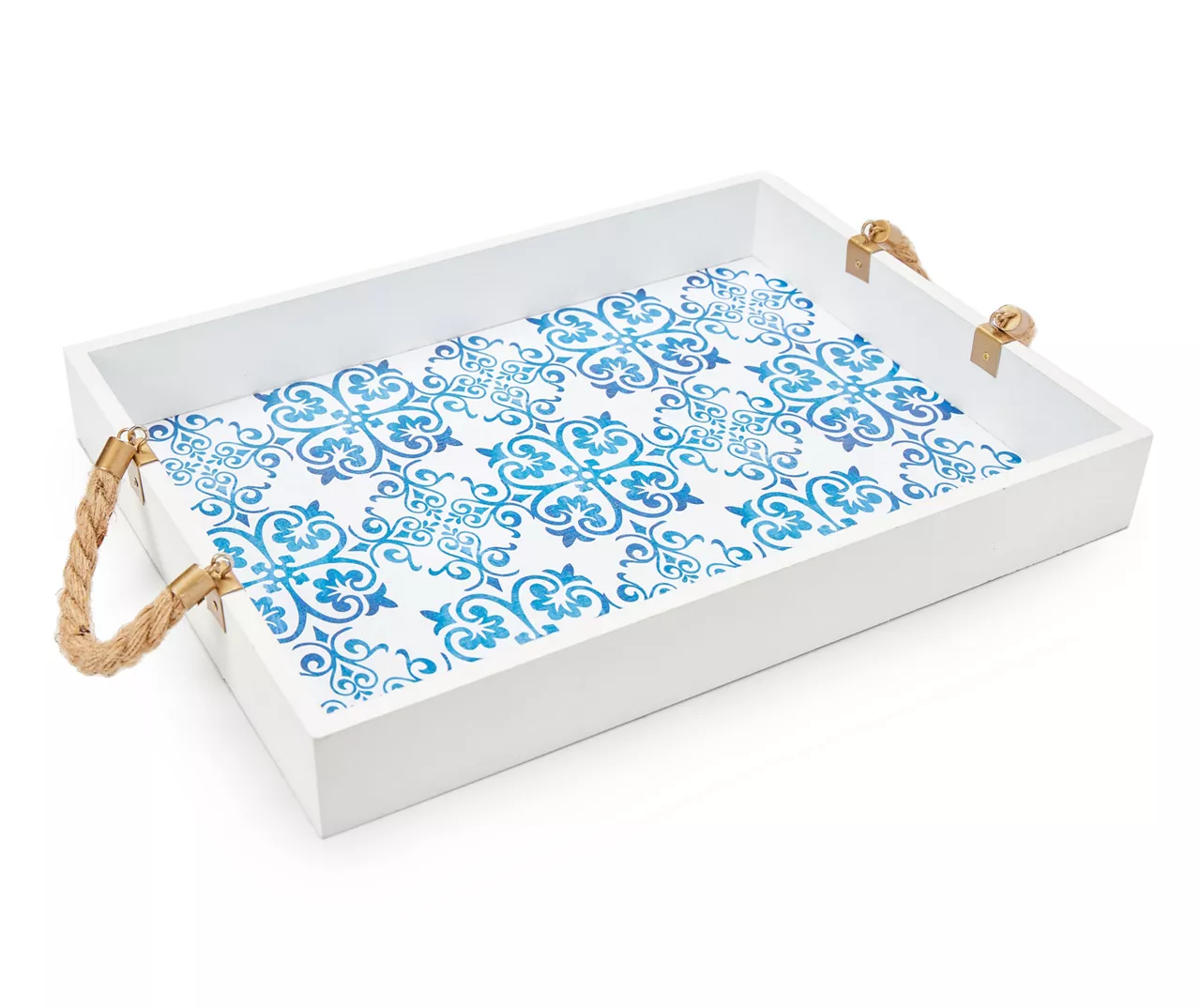Grecian Getaway Blue & White Tile Print Decorative Tray
