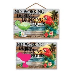 "No Working Red, Blue & Green Parrot Hanging Plaque