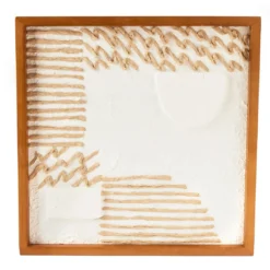 New Beginnings White & Brown Textured Abstract Framed Wall Art