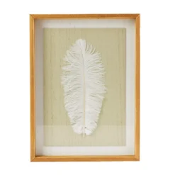 New Beginnings Green & White Feather Framed Wall Art