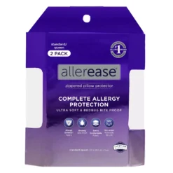 White Complete Allergy Protection Zippered Pillow Protector, 2-Pack