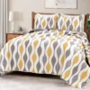 Gold & Gray Mid-Century Waves Full/Queen 3-Piece Quilt Set